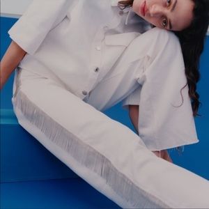 Zara straight leg fringe jeans